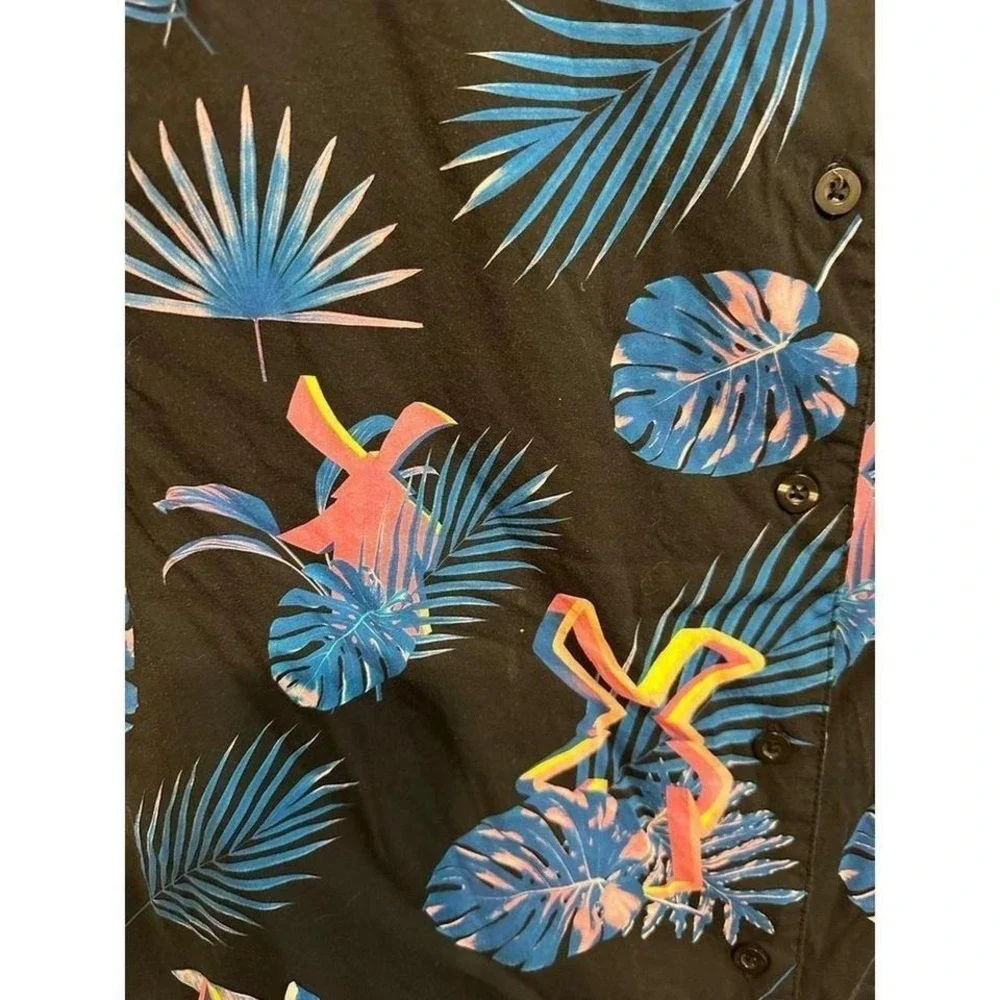 Dutch Bros Hawaiian Shirt button down Men's medium black blue pink - Picture 4 of 8